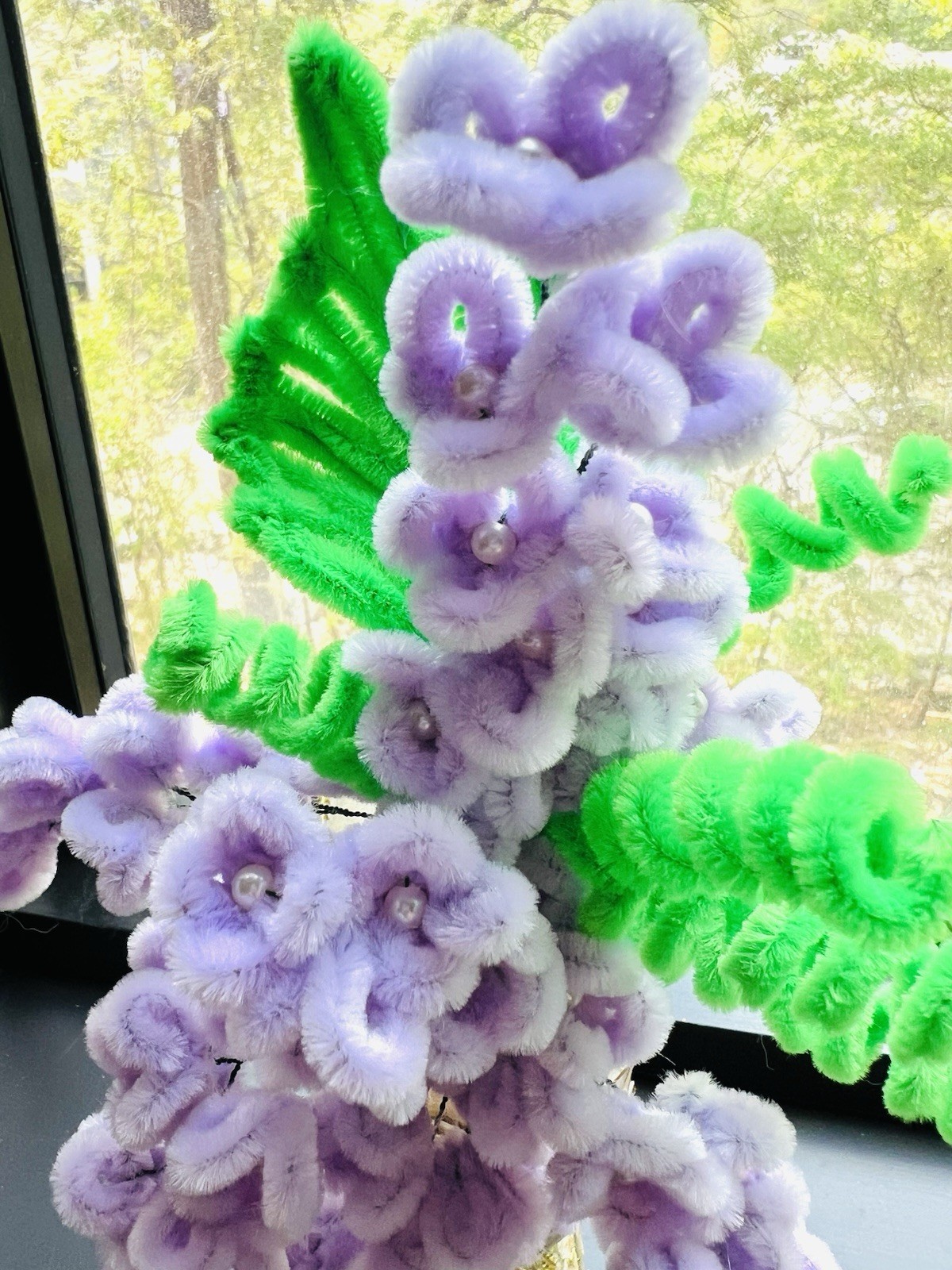 Wisteria Branches in Vase Pipe Cleaners Handmade