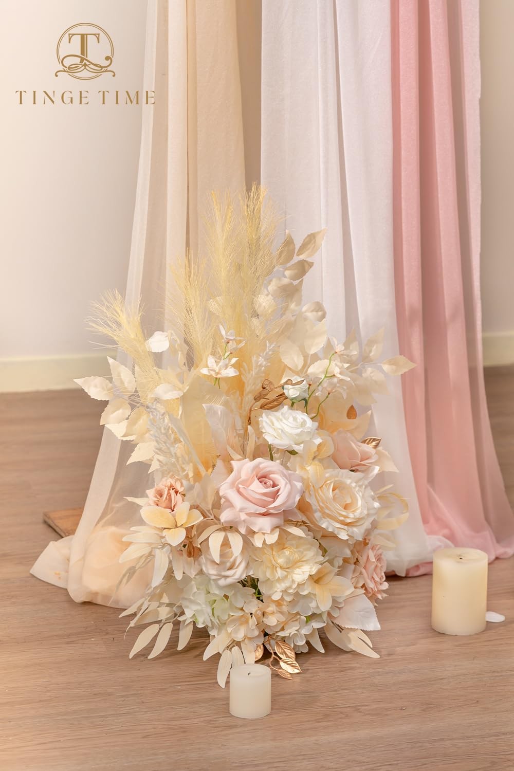 Free-Standing Artificial Flower Set of 2, Table Centerpiece with Rubber Pad, …