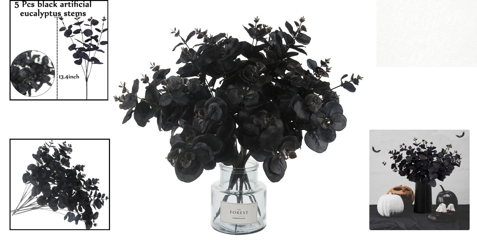 Stunning 5-Piece Black Eucalyptus Stems – Create Elegant Floral Arrangements