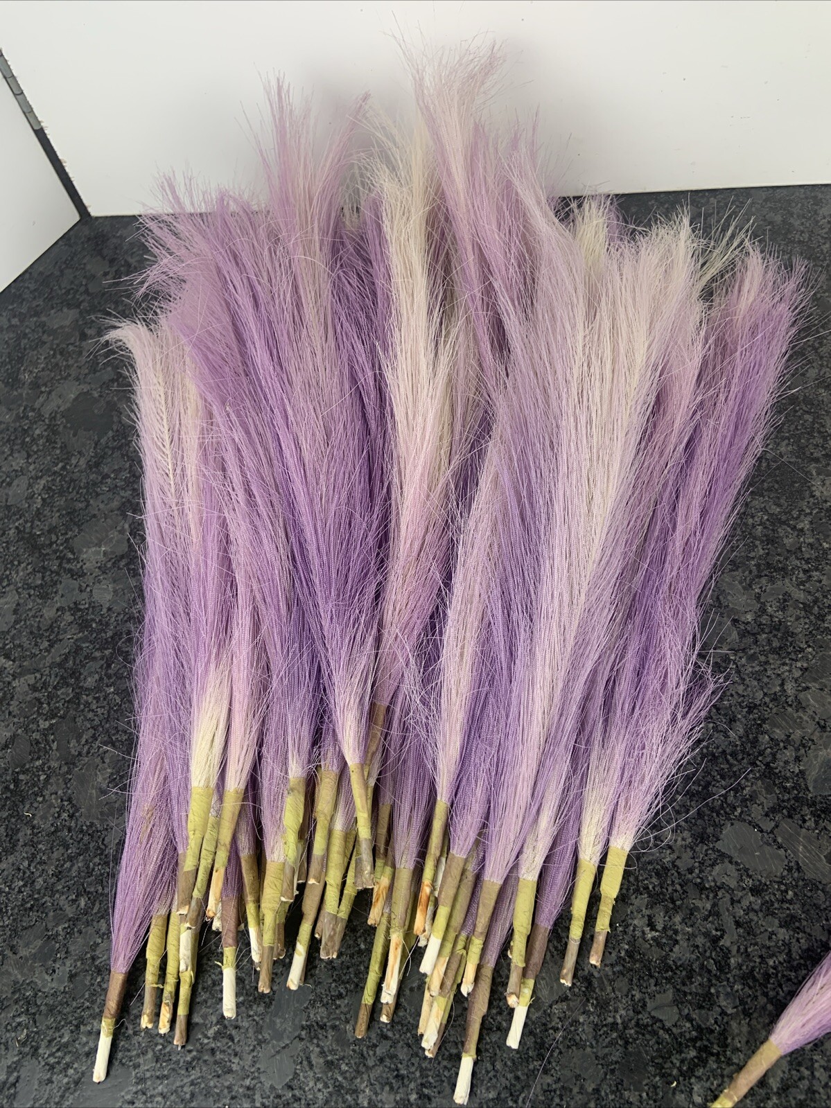 Lot of (32) 36″ or 28″ or (64) 16″ Purple Faux Pampas Grass Decor Length Options