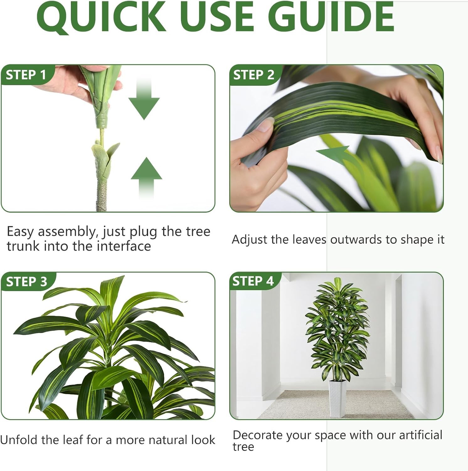 Artificial Dracaena Tree – 7FT Tall Fake Plants with White Tall Planter