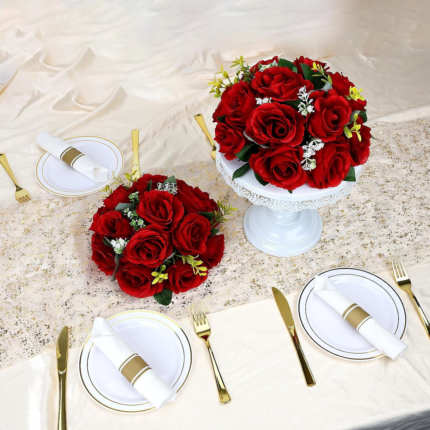 Roses Flower Balls for Centerpieces, 6 Pcs 11.81 Inches Large Artificial Wedding