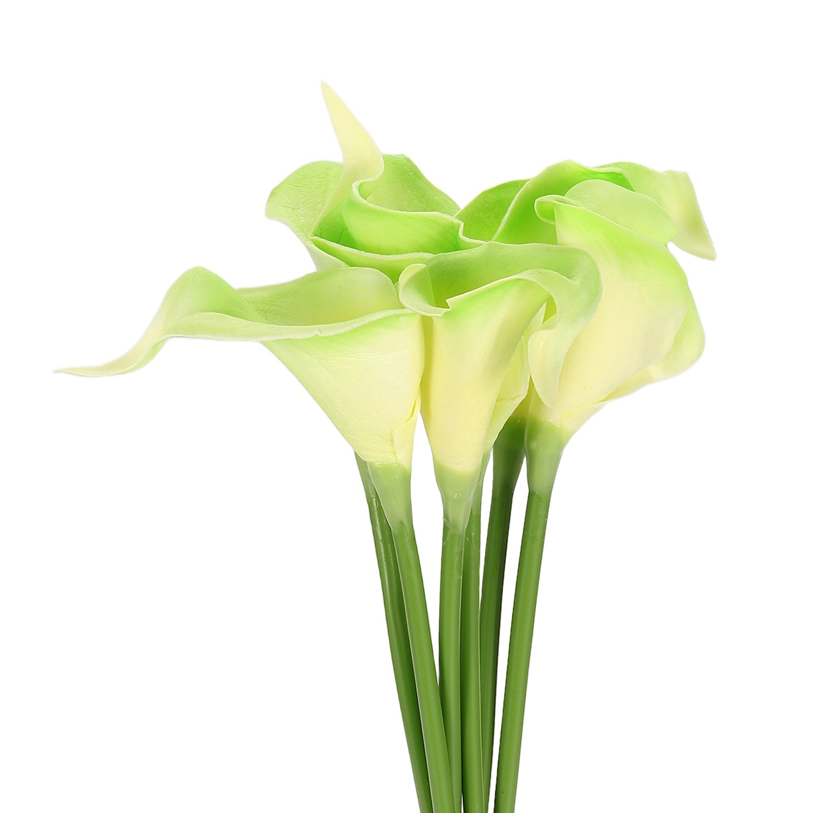6Pcs 13 Inch Artificial Calla Lily Fake Flowers Real Touch Light Green/Yellow,