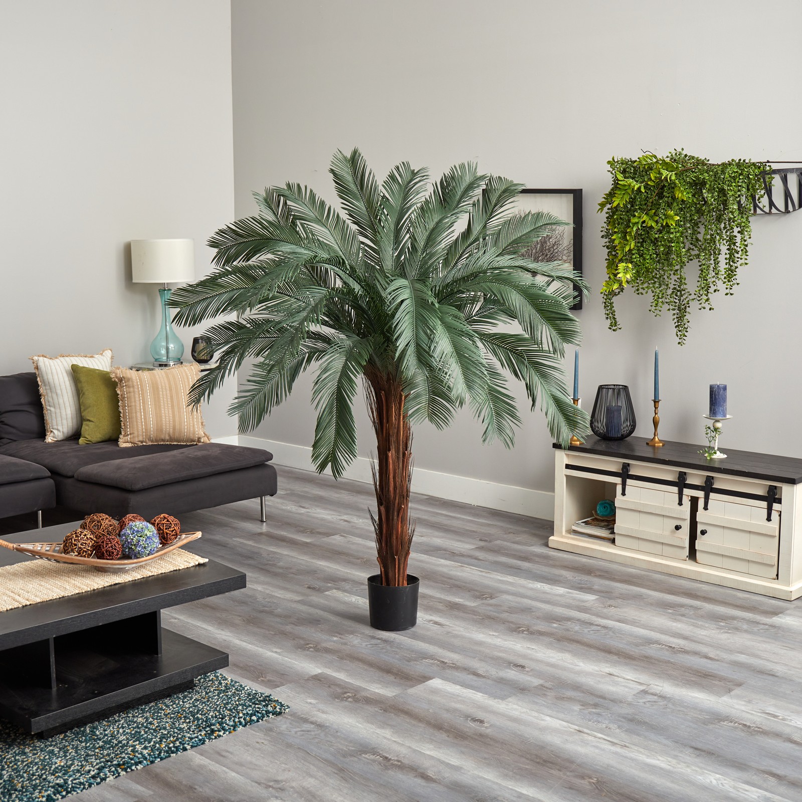 Nearly Natural Indoor/Outdoor 72″ Cycas Artificial Tree UV Resistant Green/Black