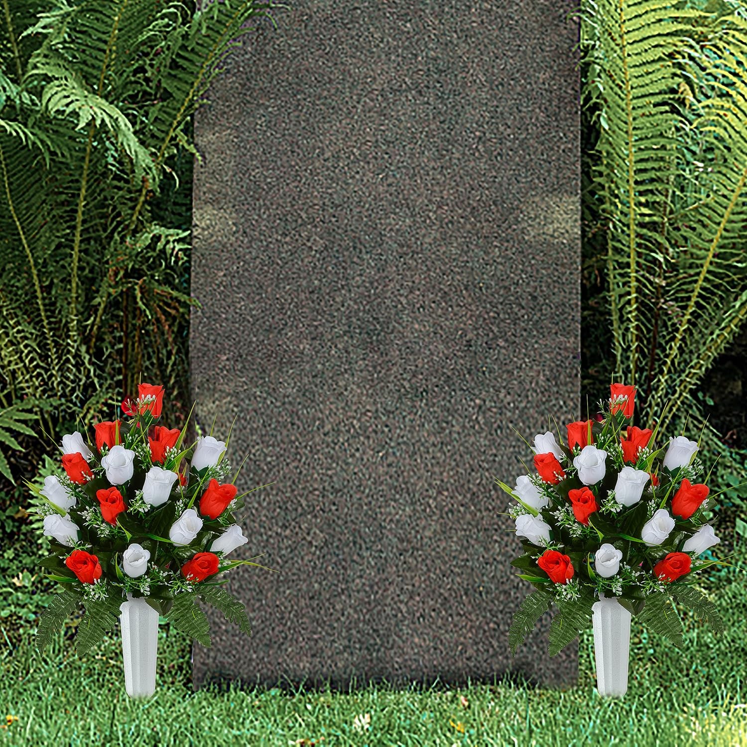 Artificial Cemetery Flowers, Grave Decorations Roses, Memorial Flowers Bouque…