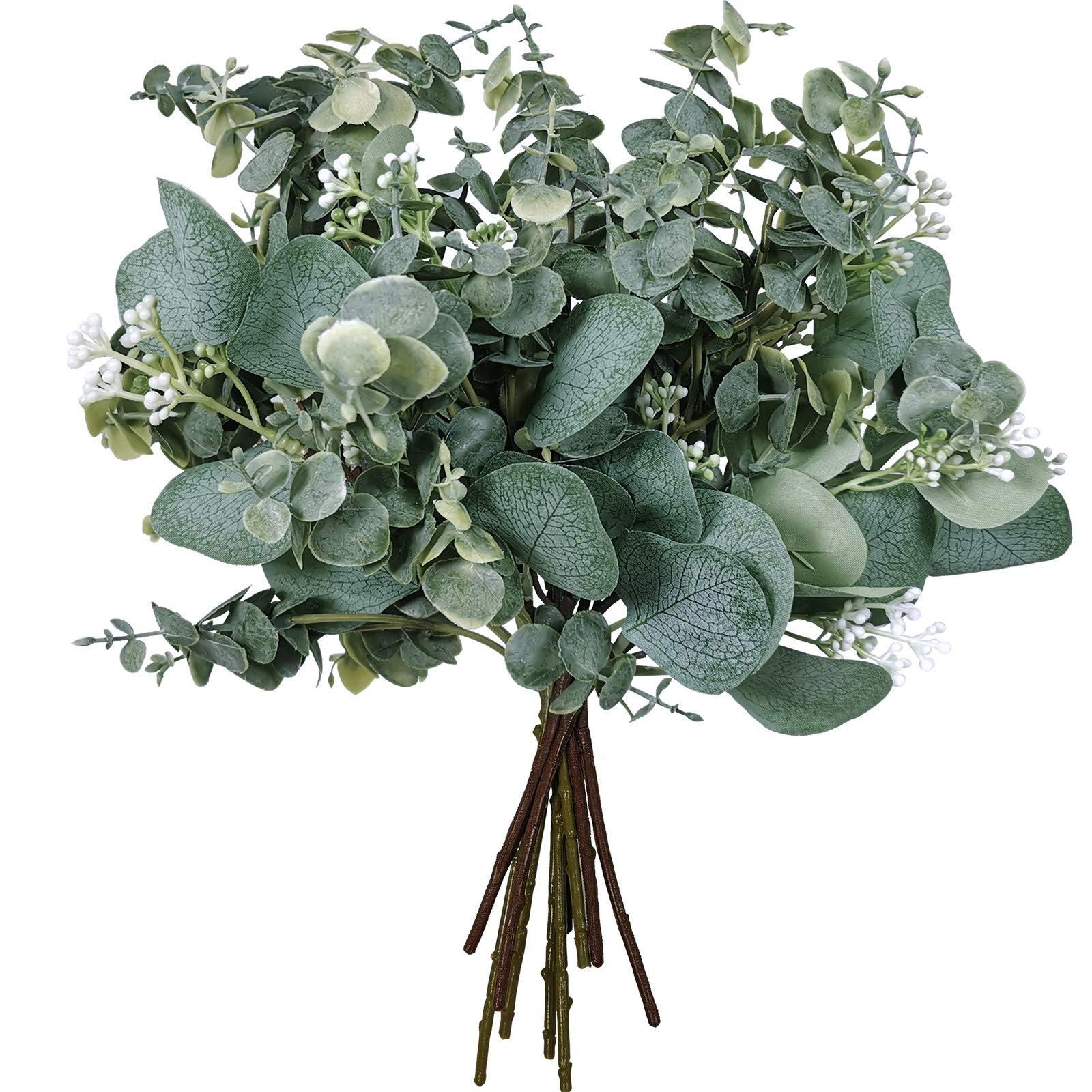 Bulk Artificial Silver Dollar Eucalyptus Leaves Picks Stems and Faux Branches…