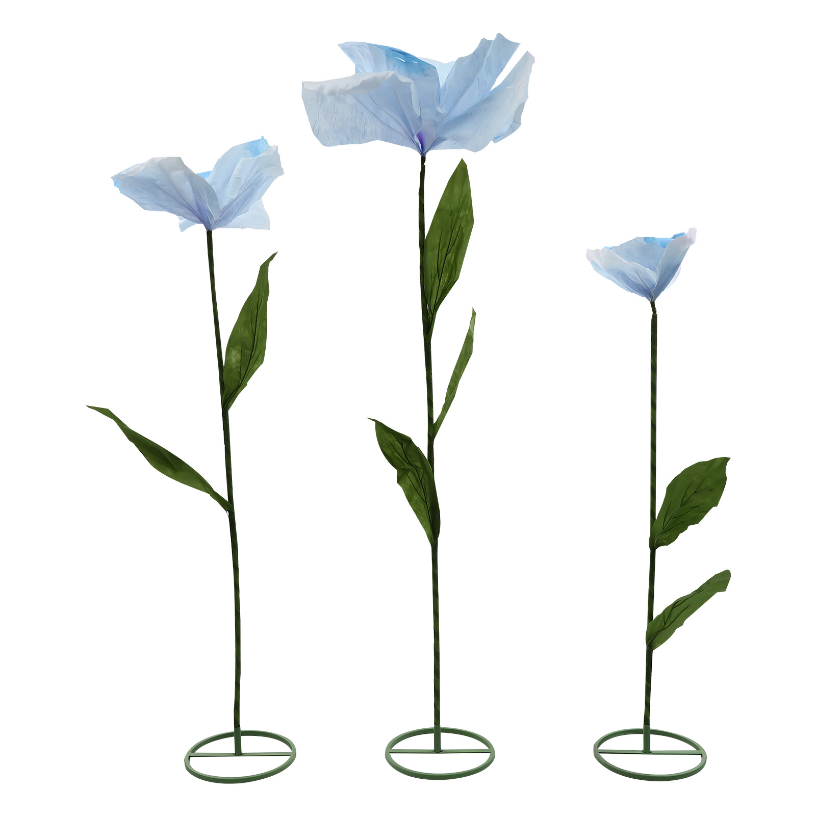 Handmade Blue Artificial Corn Poppy 3Pc Free-Standing Flowers for Wedding