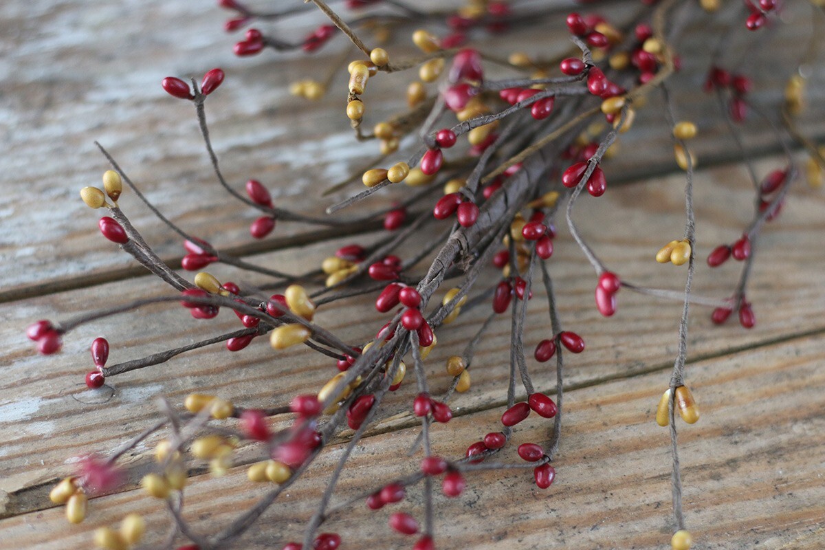 Pip Berry Pick Burgundy Mustard Gold Country Primitive Floral Decor 26 inch