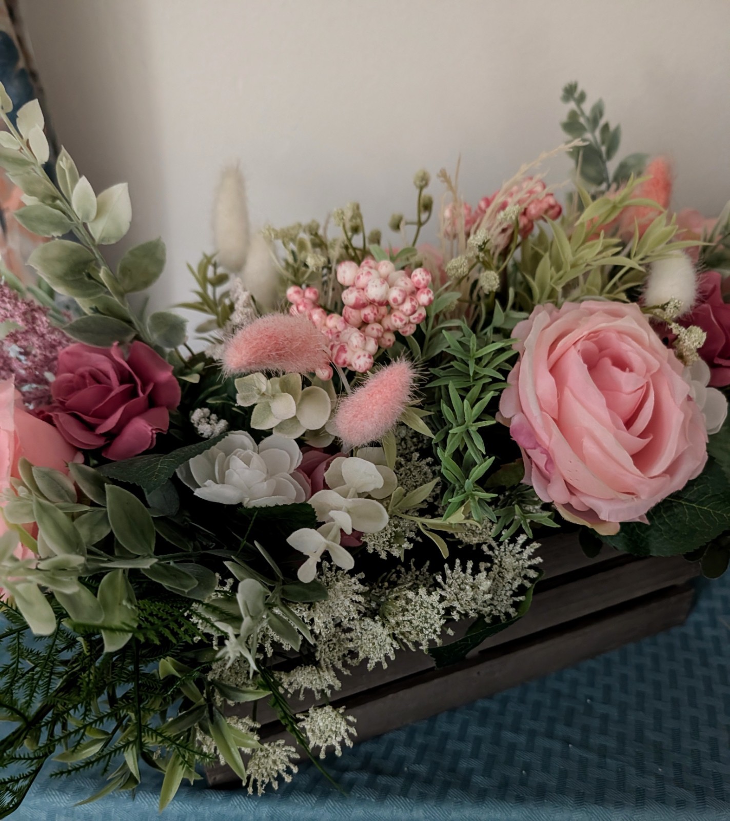 Large Rustic Peony Bouquet in Wood Crate – Country Charm