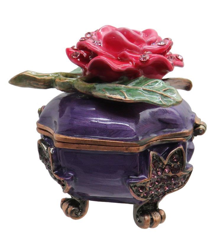 Red Rose Jeweled Trinket Box with Austrian Crystals #2