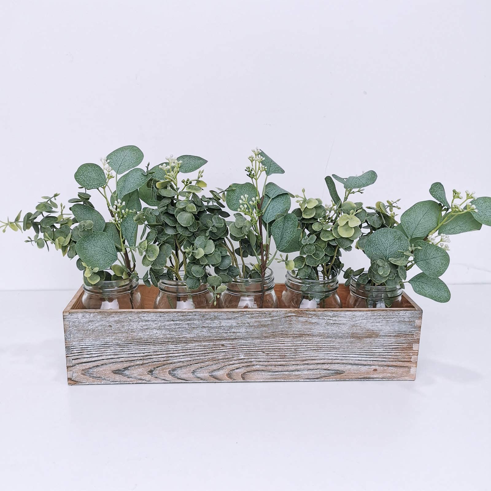 Bulk Artificial Silver Dollar Eucalyptus Leaves Picks Stems and Faux Branches…