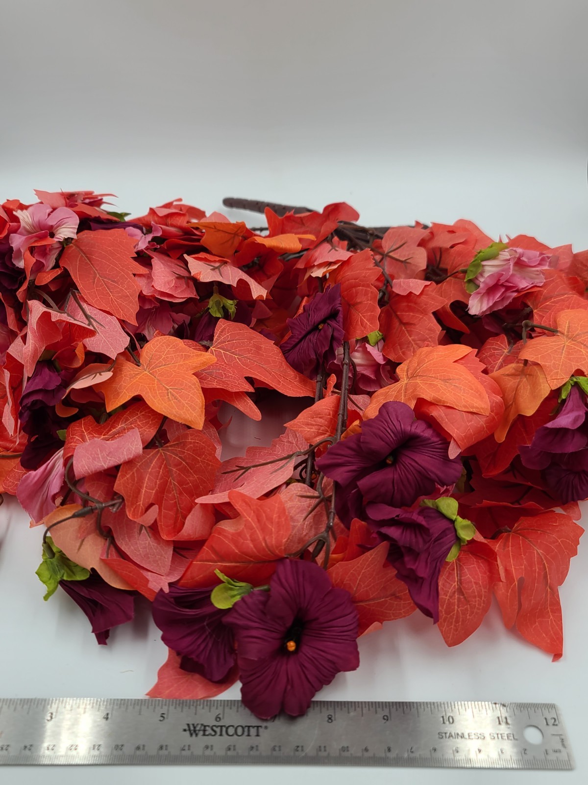Faux Hibiscus Fall Fake Flowers 2pk Orange