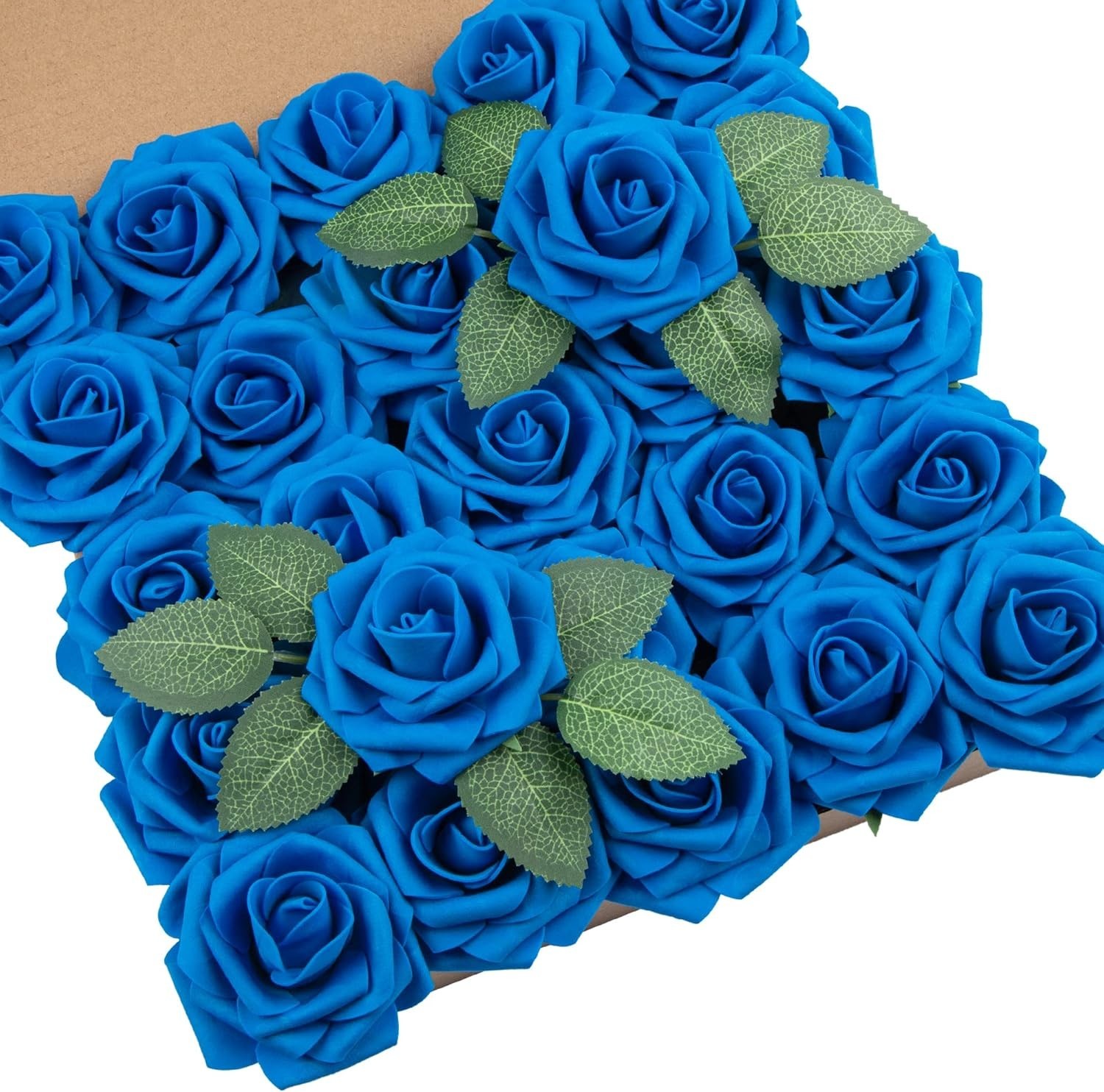 25 Royal Blue Artificial Roses – Eco-Friendly Foam Flowers for DIY Weddings