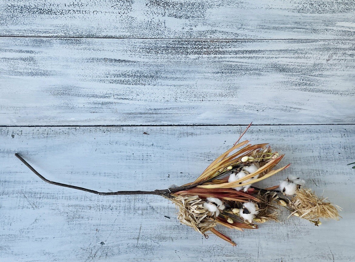 Cotton & Fall Grass Branch, 28” NEW Floral Arrangements Craft Supply