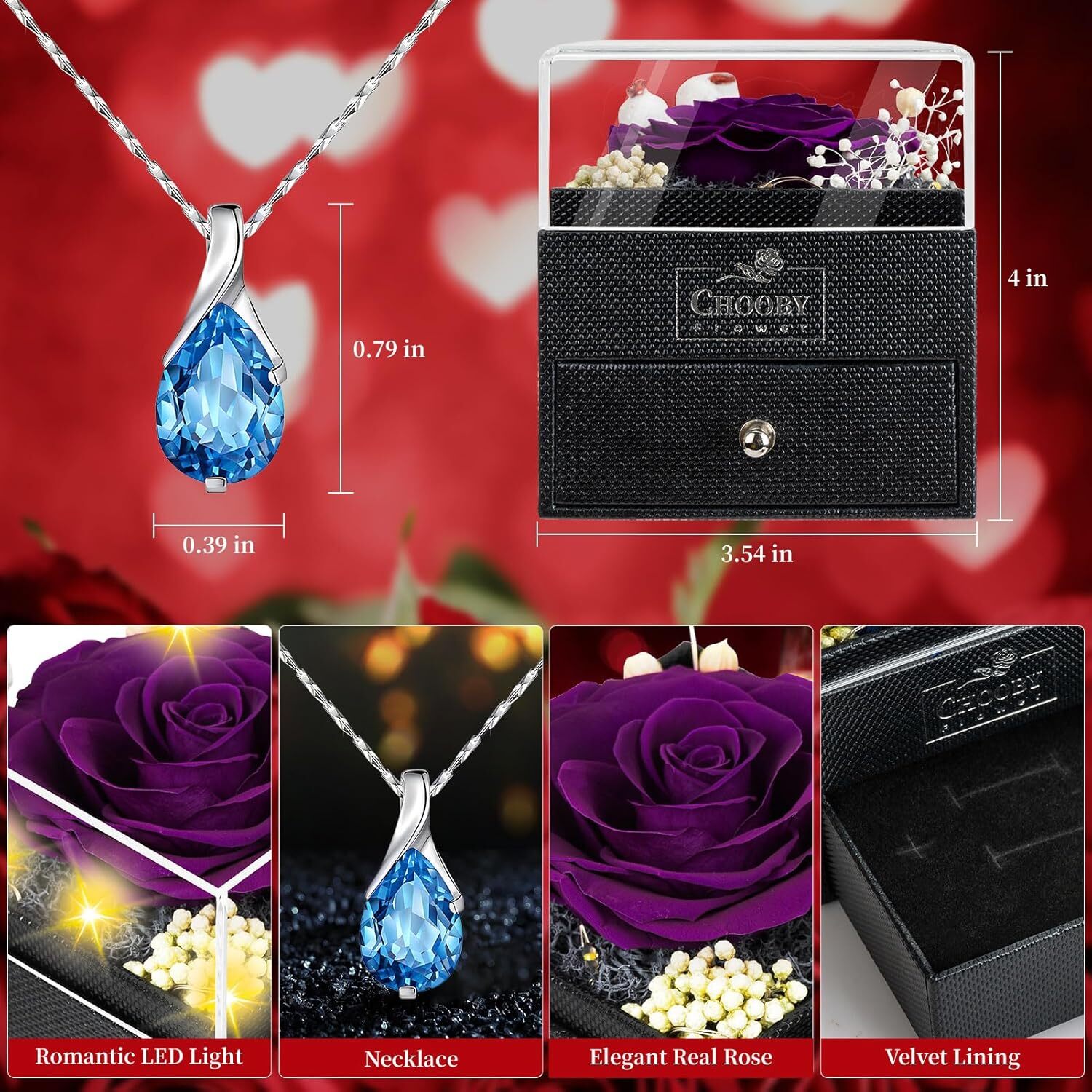 Women Gifts Ideas for Mothers Day, Preserved Forever Rose Gift with Necklace …