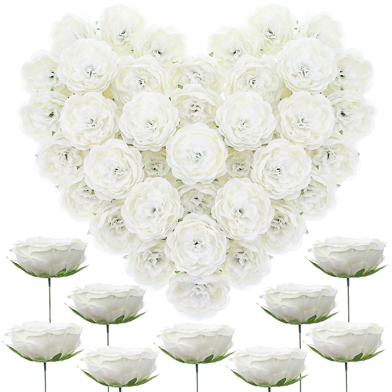 36 Pack Artificial Austin Rose Peonies 4.7 Inch Fake Flowers Silk Flowers Fau…