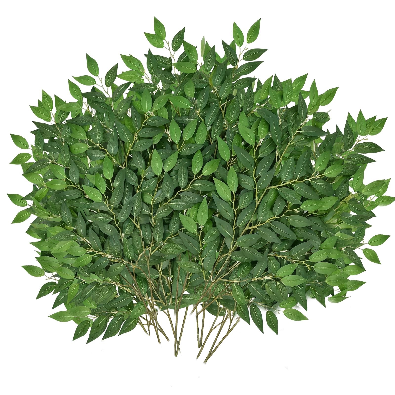 40PCS Artificial Italian Ruscus Greenery Stems, 68cm 26.8” Fake Green Leaf G…