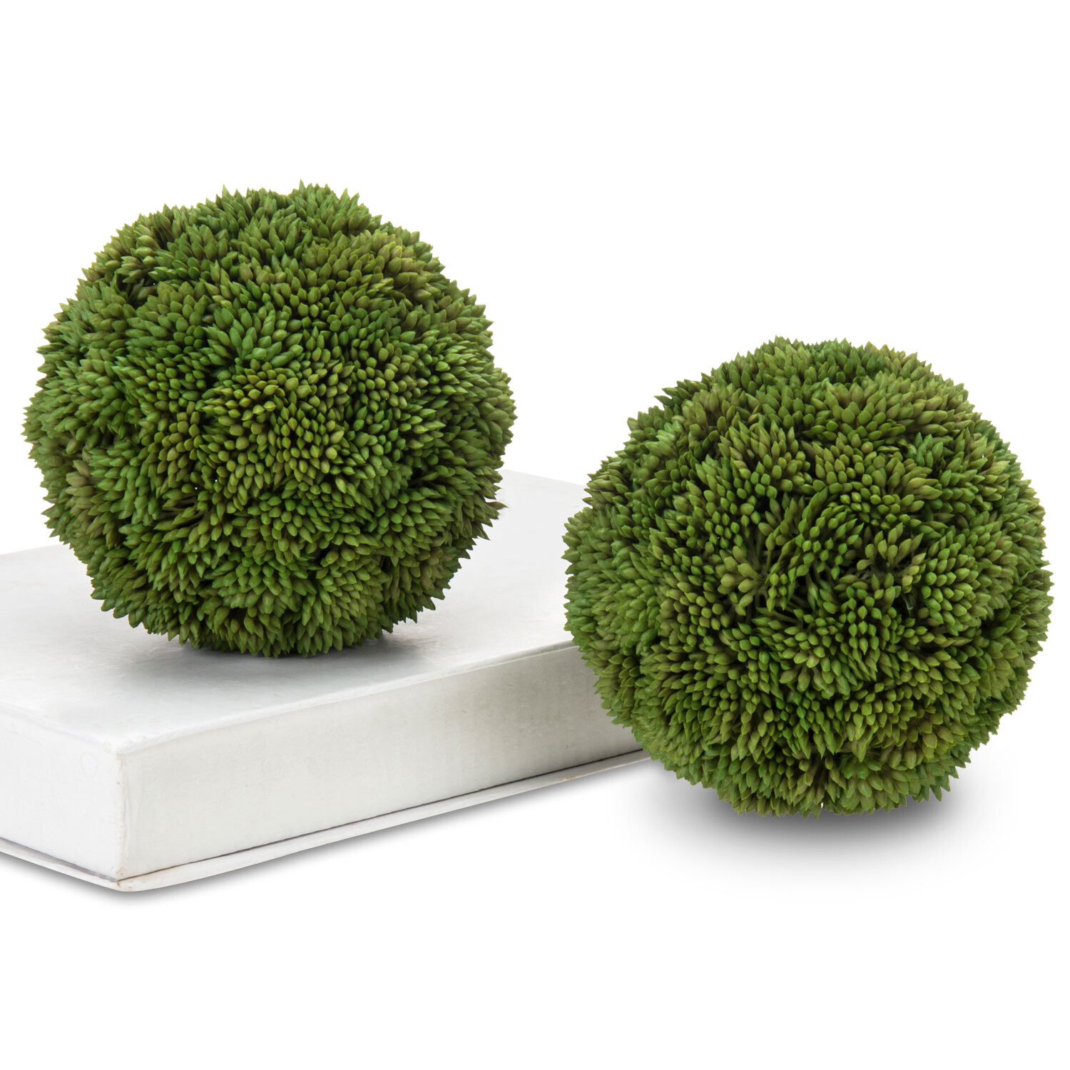 MyGift Set of 2 Lifelike 4 Inch Green Boxwood Ball Topiary Artificial Foliage