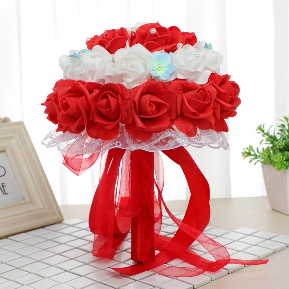 100 Pcs 3 Inch Red Rose Artificial Flower Heads for DIY Crafts Wedding Bouquets