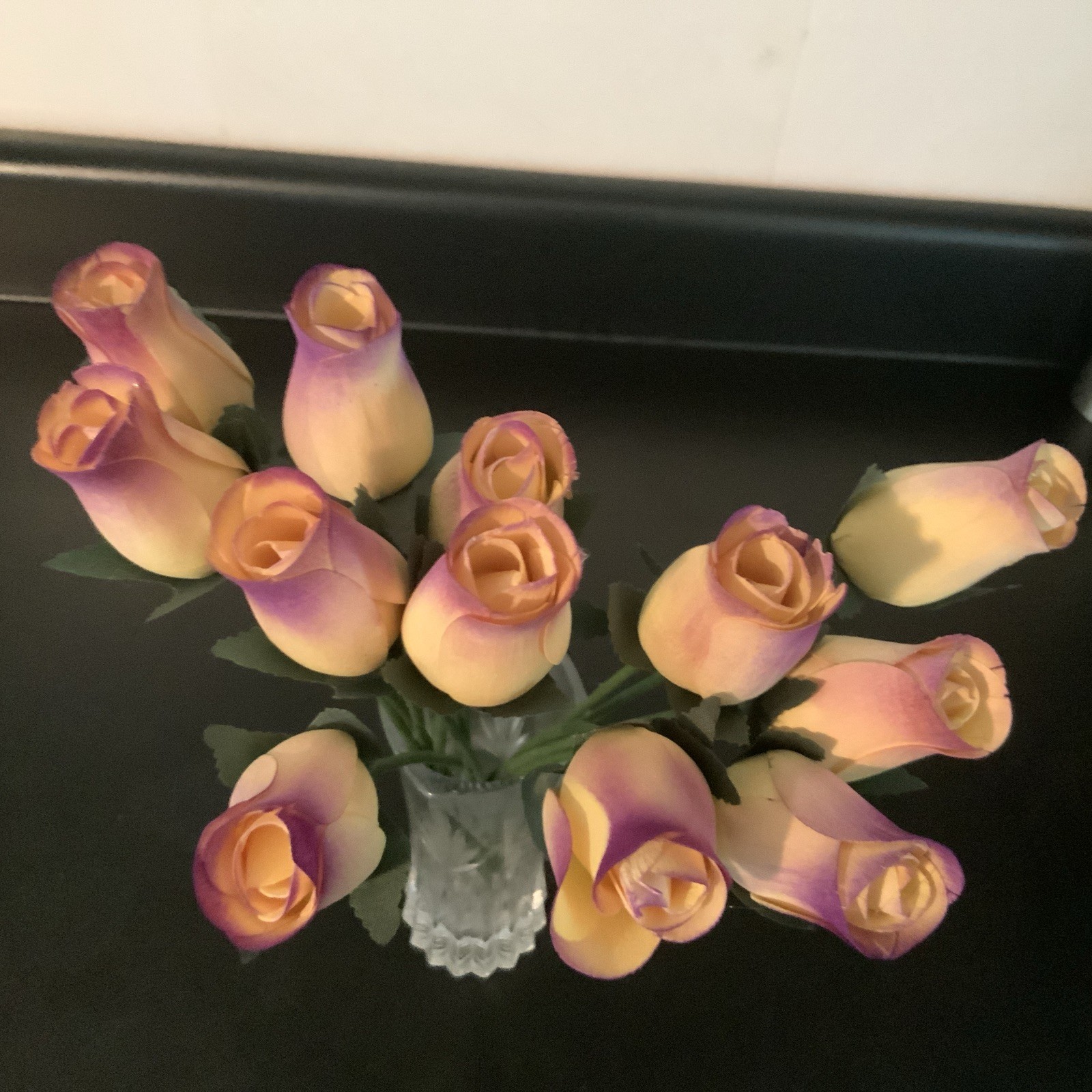 Bouquet Of A Dozen Purple and Yellow Wooden