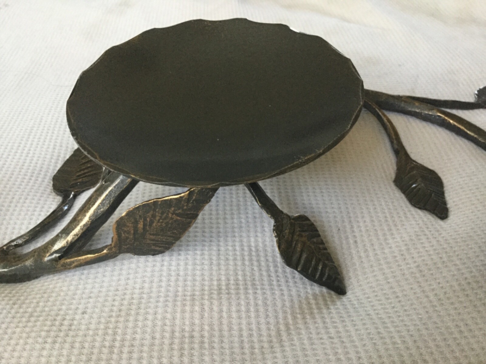 Bronze Handmade Wrought Iron Rose Candleholder 