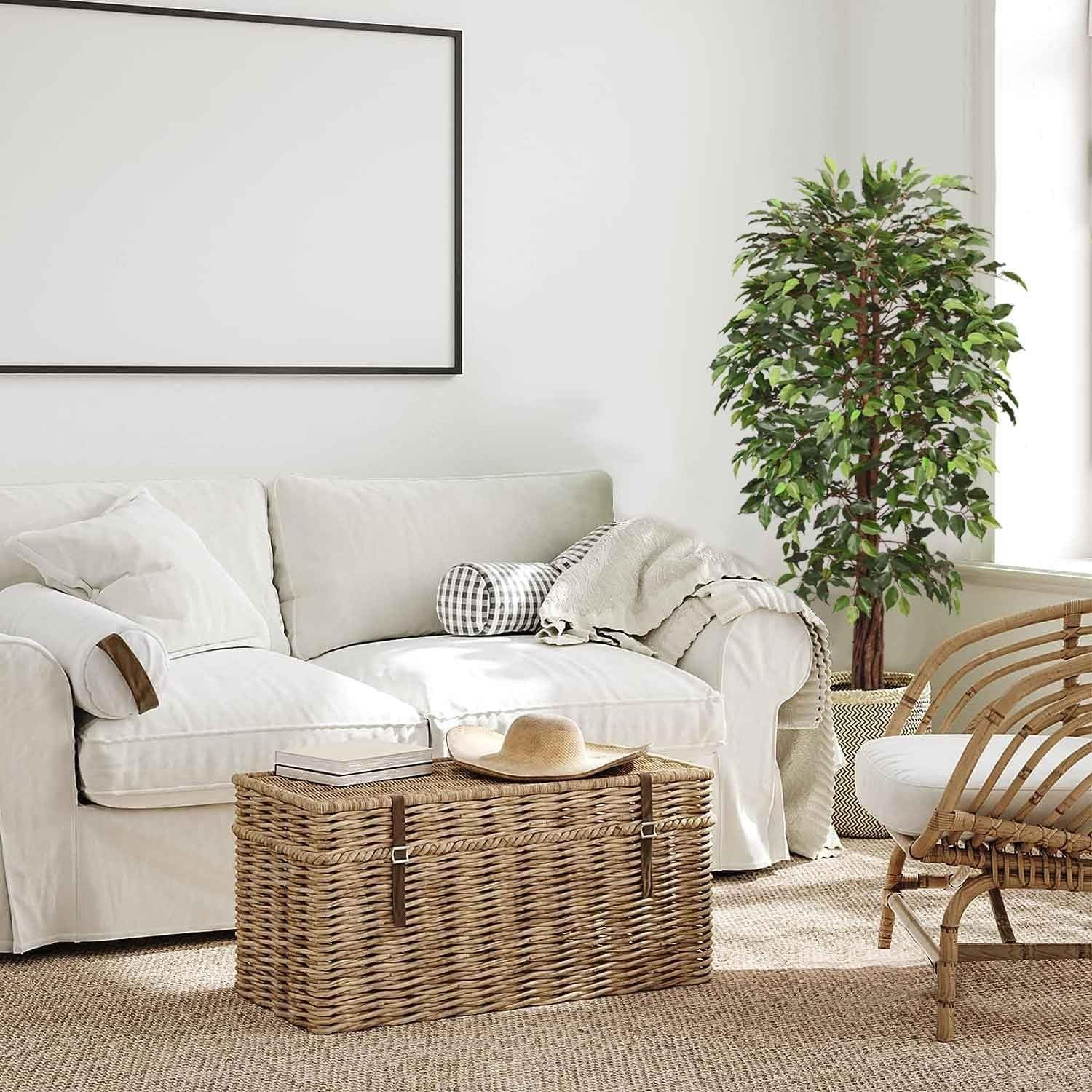 6ft Faux Ficus Silk Tree with Pot for Indoor Outdoor