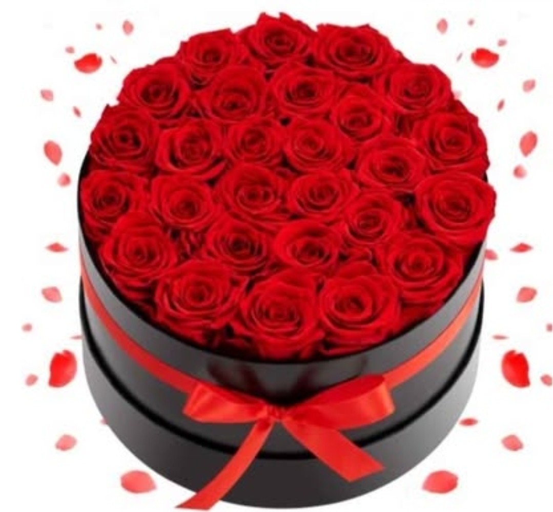 VEVOR Forever Flowers 27 Preserved Roses Round Box Eternal Bouquet- Rose Red