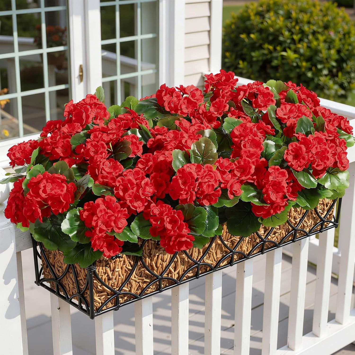 8 Pcs Artificial Geranium Flowers, UV Resistant Silk Faux Outdoor Decor