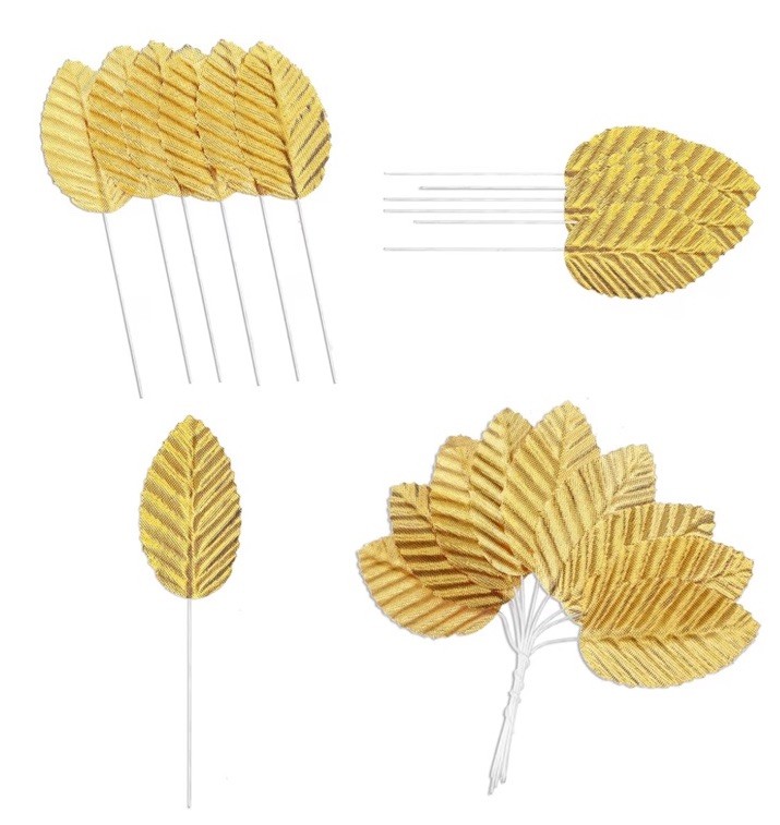 200 Pcs Gold Leaves for Crafts Fake Artificial Rose Leaf DIY Wreaths Wedding