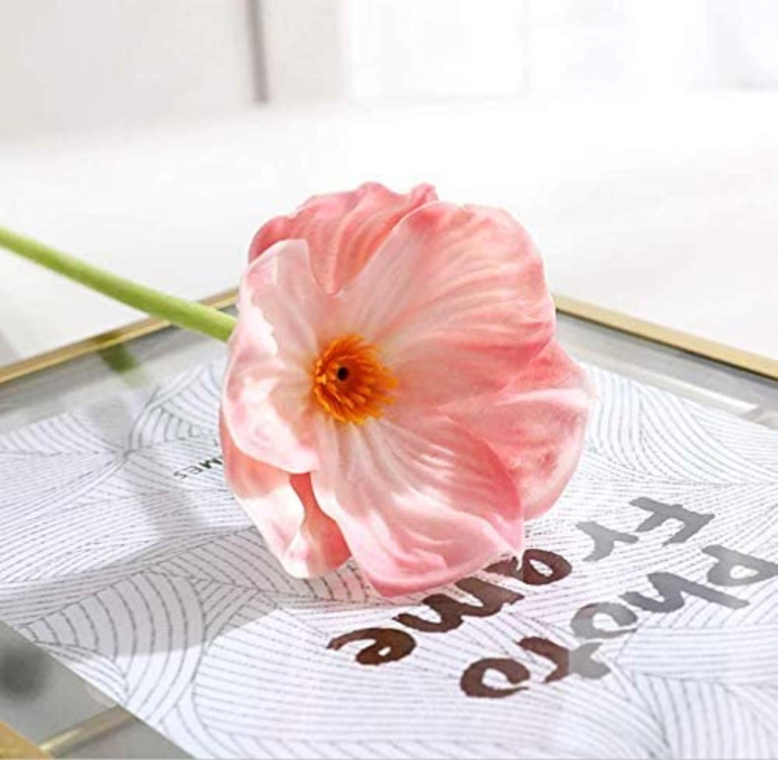Artificial Poppy Flowers 20PCS Realistic Fake Poppies with Bendable Stems 14″