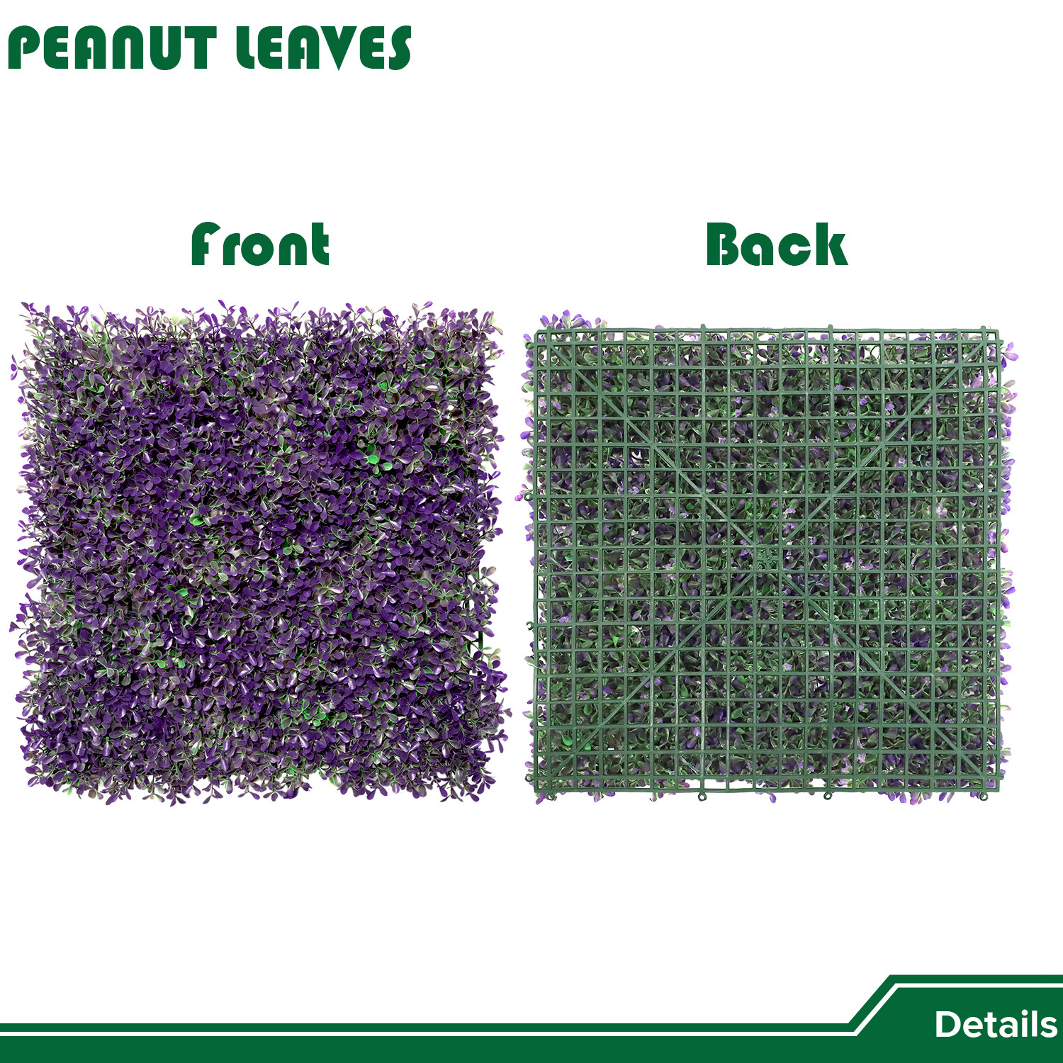 20″ Artificial Faux Purple Peanuts Outward Mats Wall Hedge Decor Panel DIY