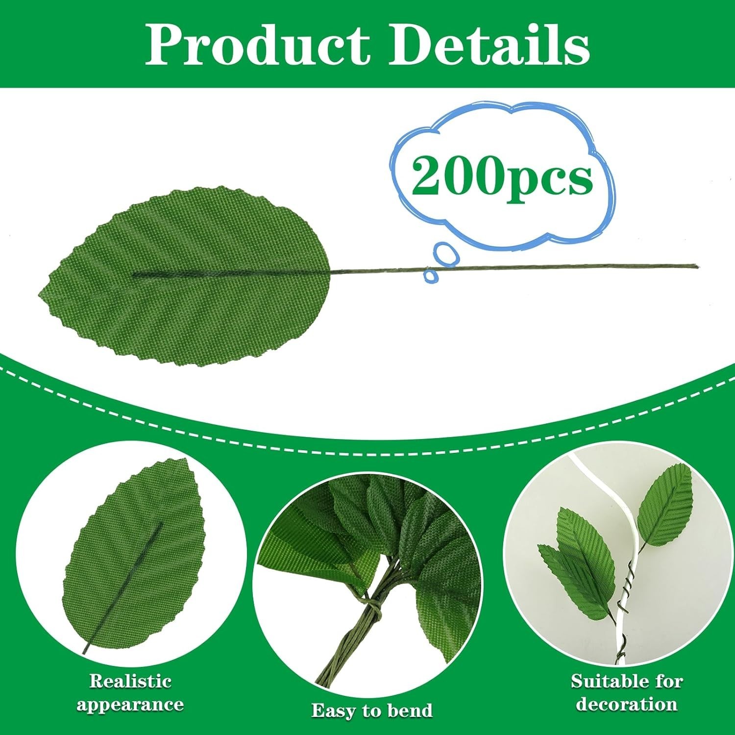 Elegant Bulk Artificial Leaves Set: 200 Pcs in Dark Green, Green & Silver