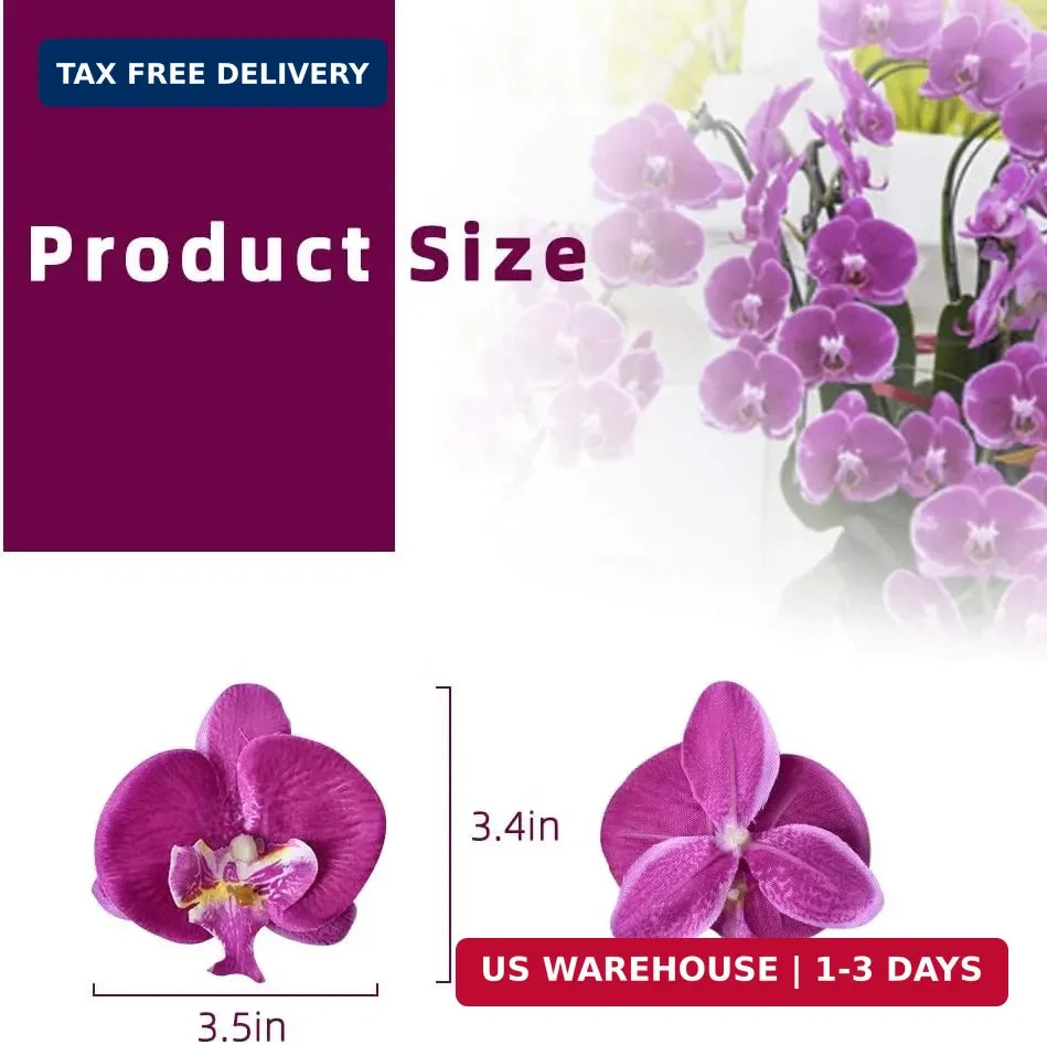 Artificial Silk Phalaenopsis Flower Heads, Fake Butterfly Orchid Heads for Weddi