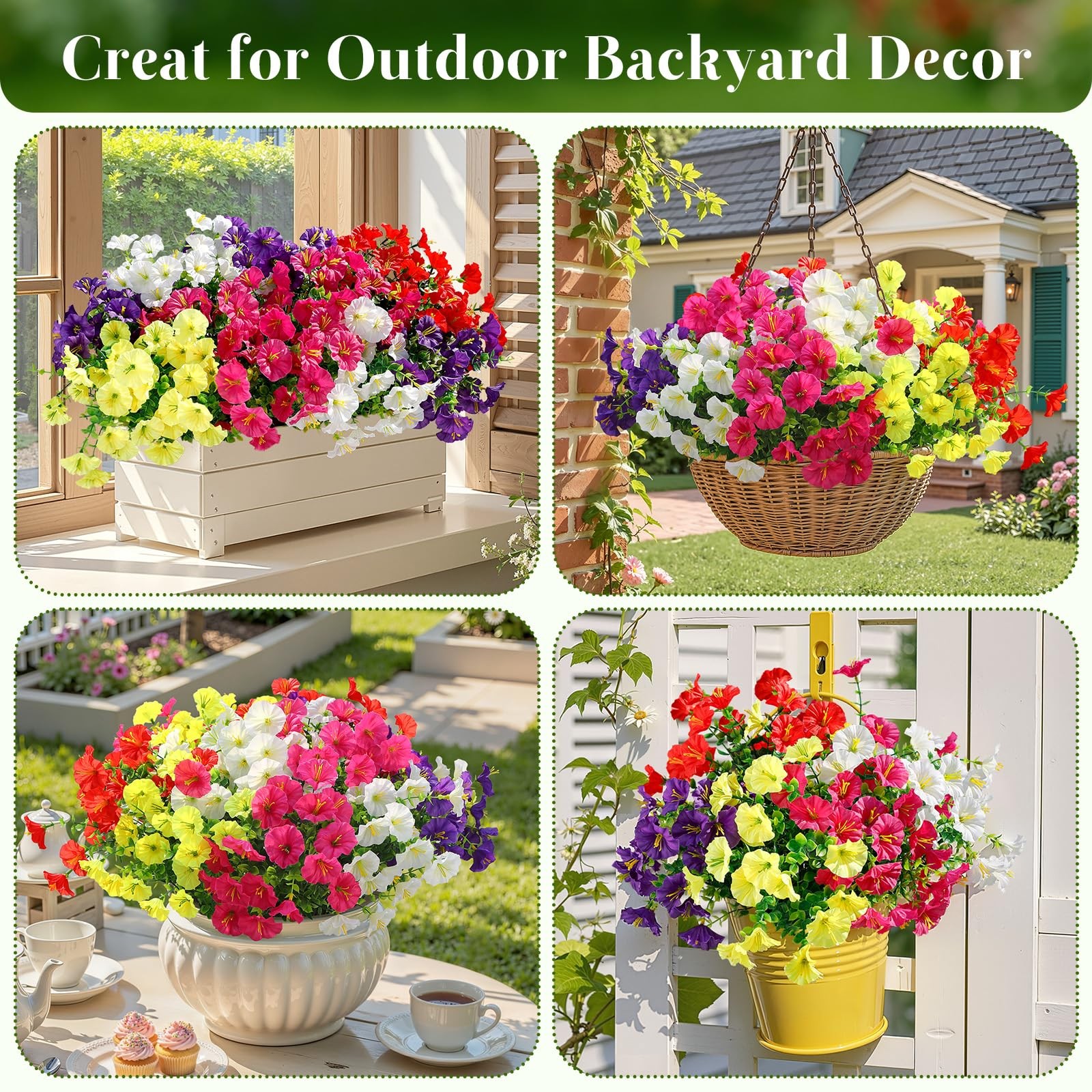 24 Bundles Artificial Flowers for Outdoors, Faux Spring Flowers for Decoratio…
