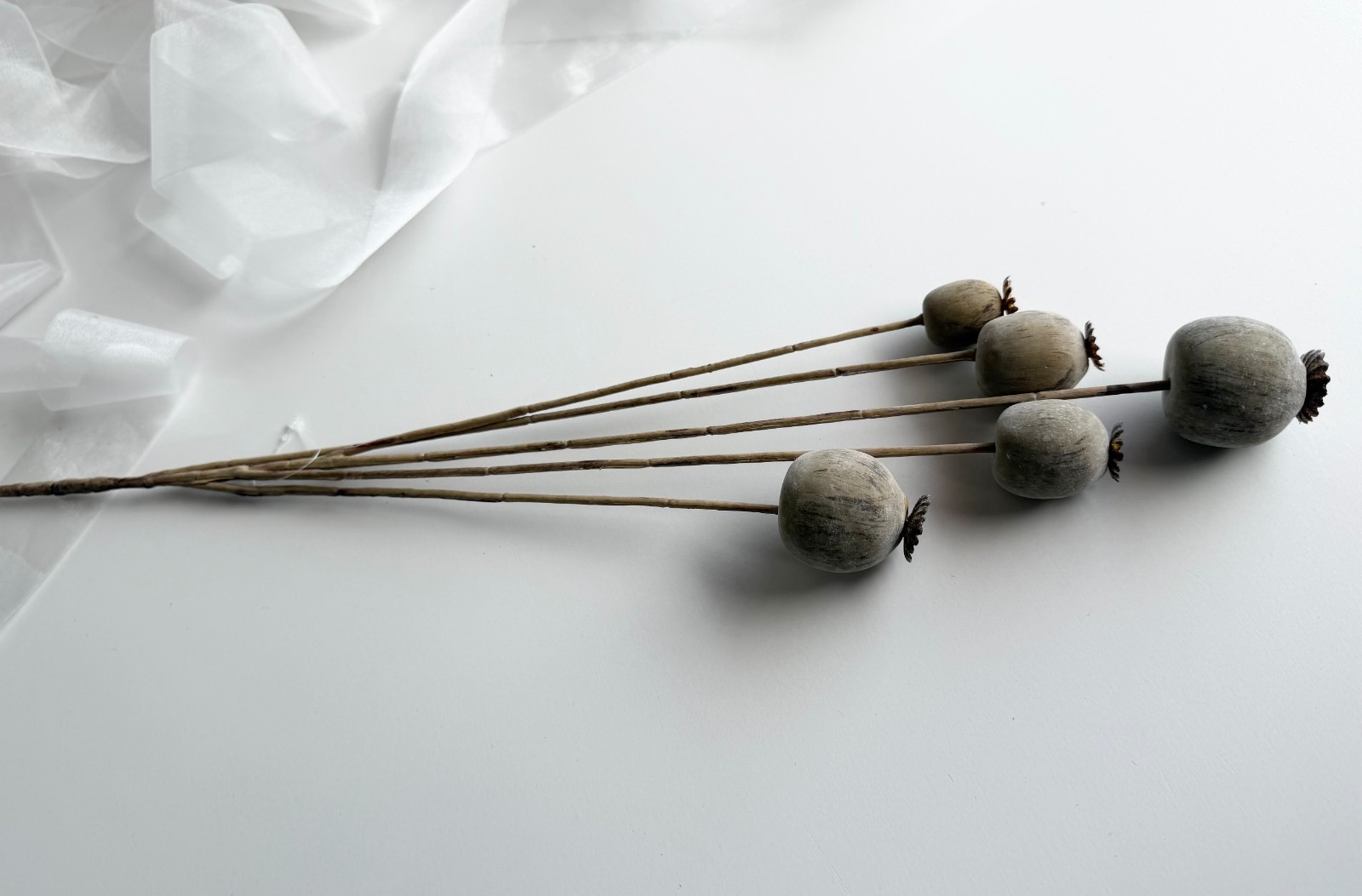 Dried Look Floral Stem Artificial Poppy Faux Stem Faux Flowers Brown