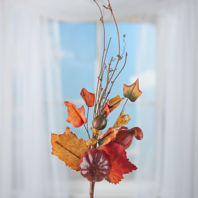 Group of 6 Artificial Fall Gourd and Autumn Leaf 20″ Floral Picks