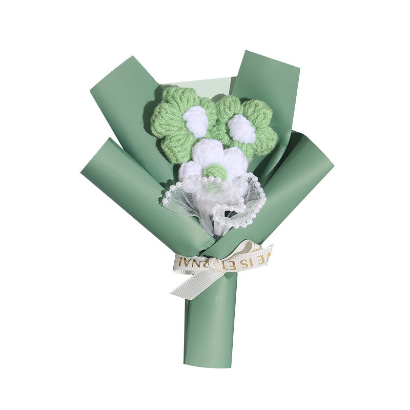 Wedding Handheld Small Bouquet Handmade Crochet Puff Flower Decor Bouquet Party