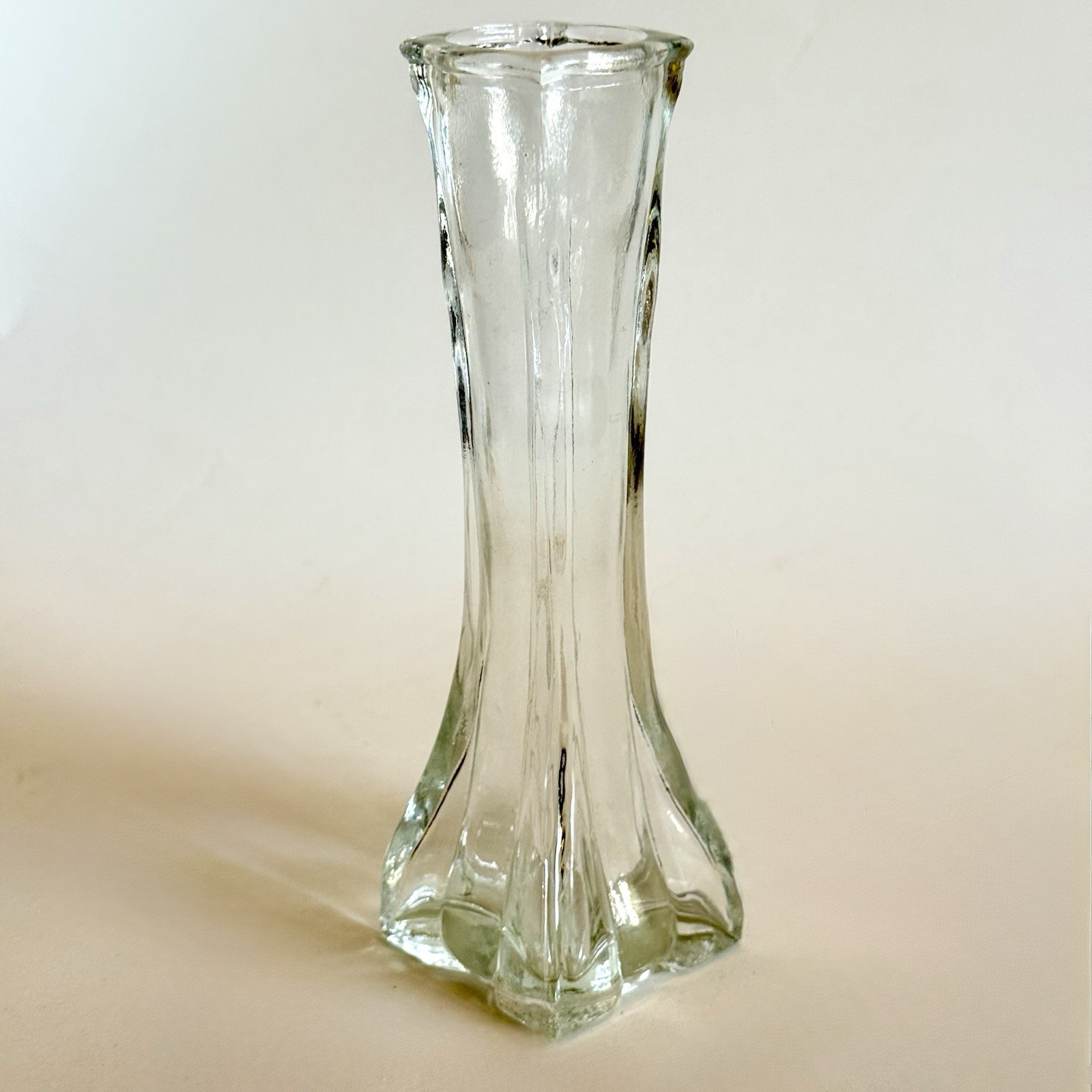 Faux Poppy Arrangement in Glass Bud Vase 10” Tall Red Yellow Floral
