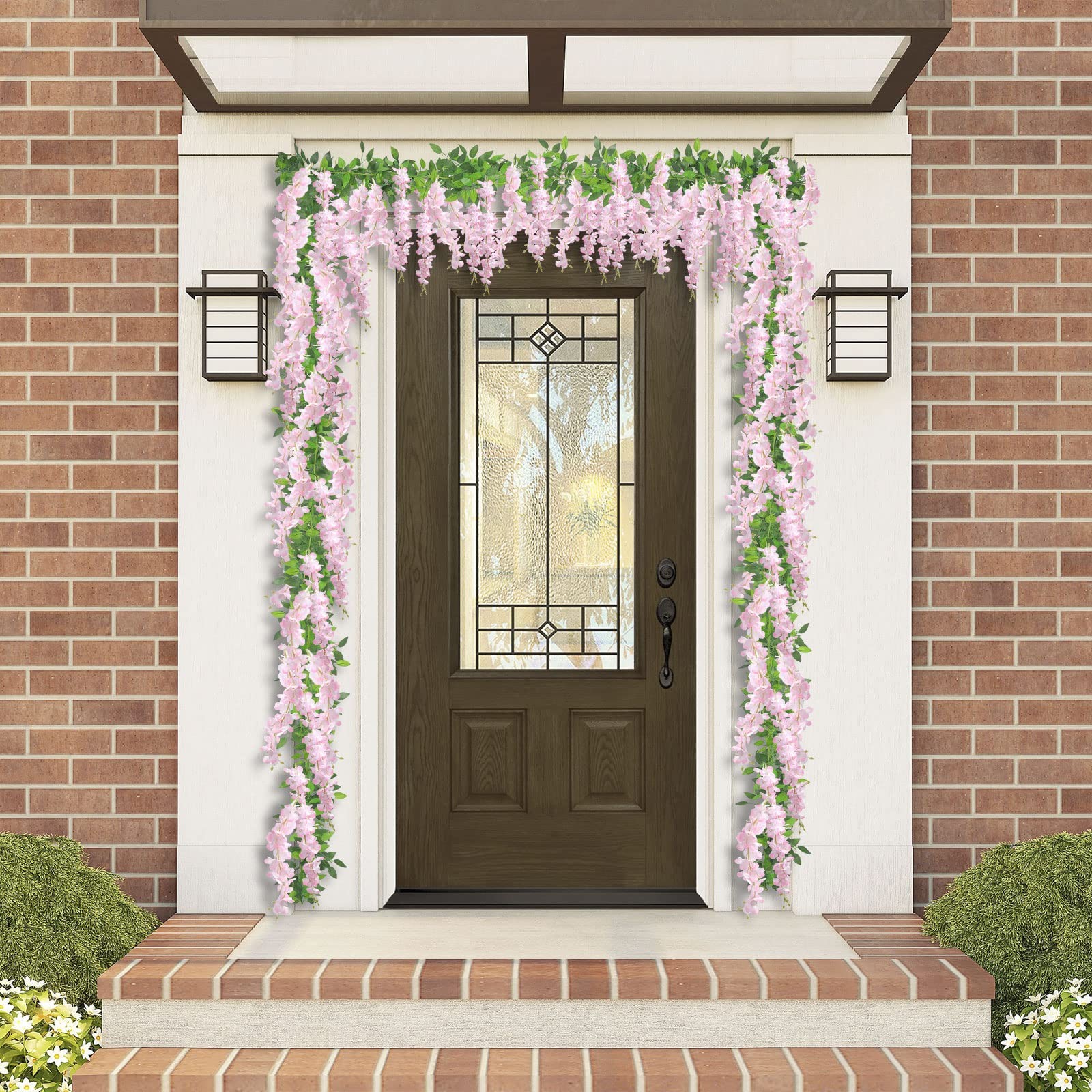 U’Artlines 5Pcs 7.2 Ft/Piece Artificial Wisteria Garland Silk Fake Pink Wiste…