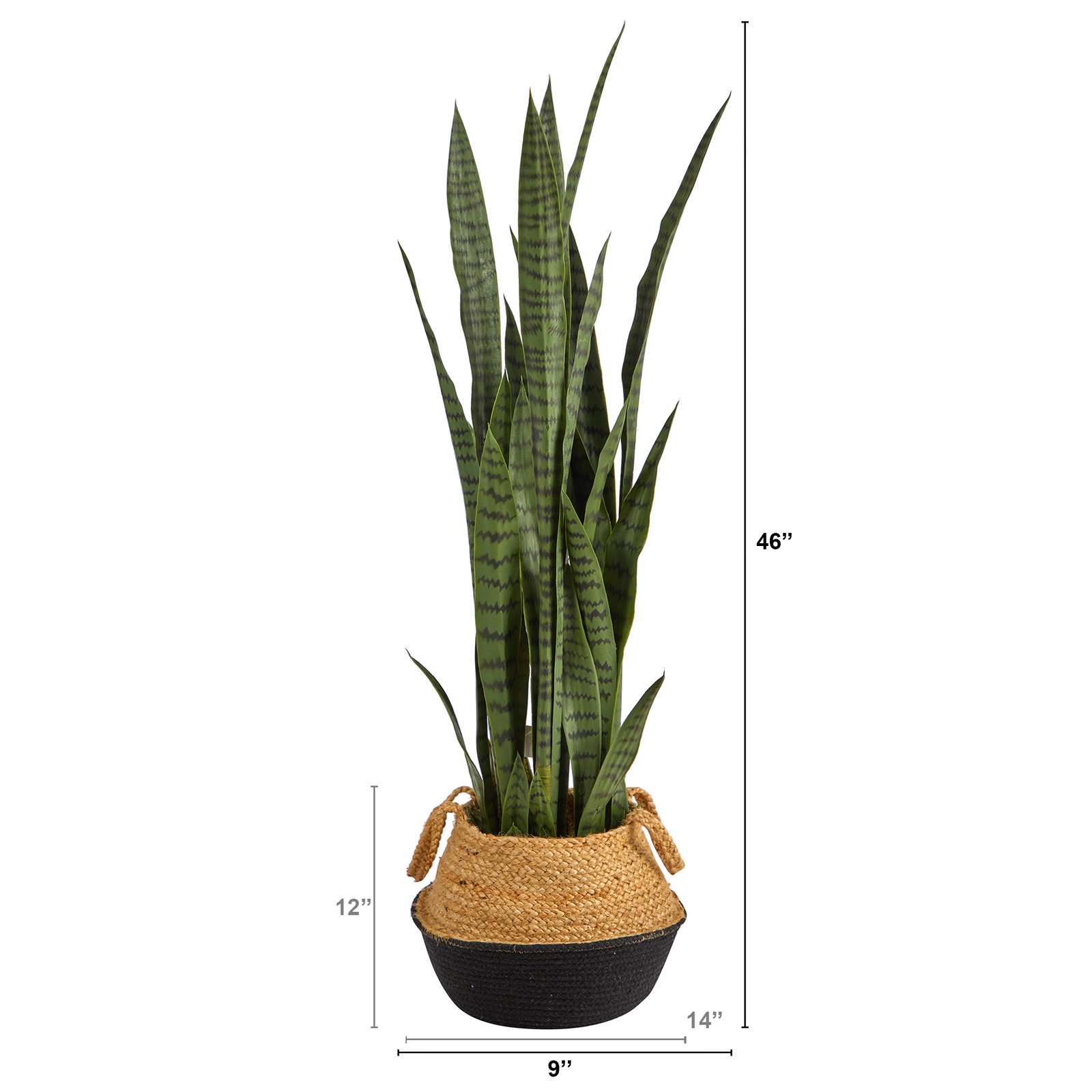 Nearly Natural 46″ Sansevieria Plant in Cotton & Jute White Woven Planter