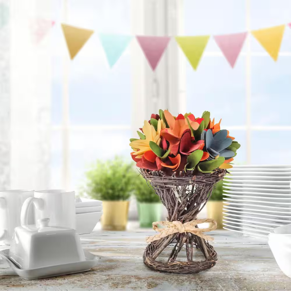 9 In. Artificial Floral Arrangements Spring Multi Color Assorted Flower Bunch-Co
