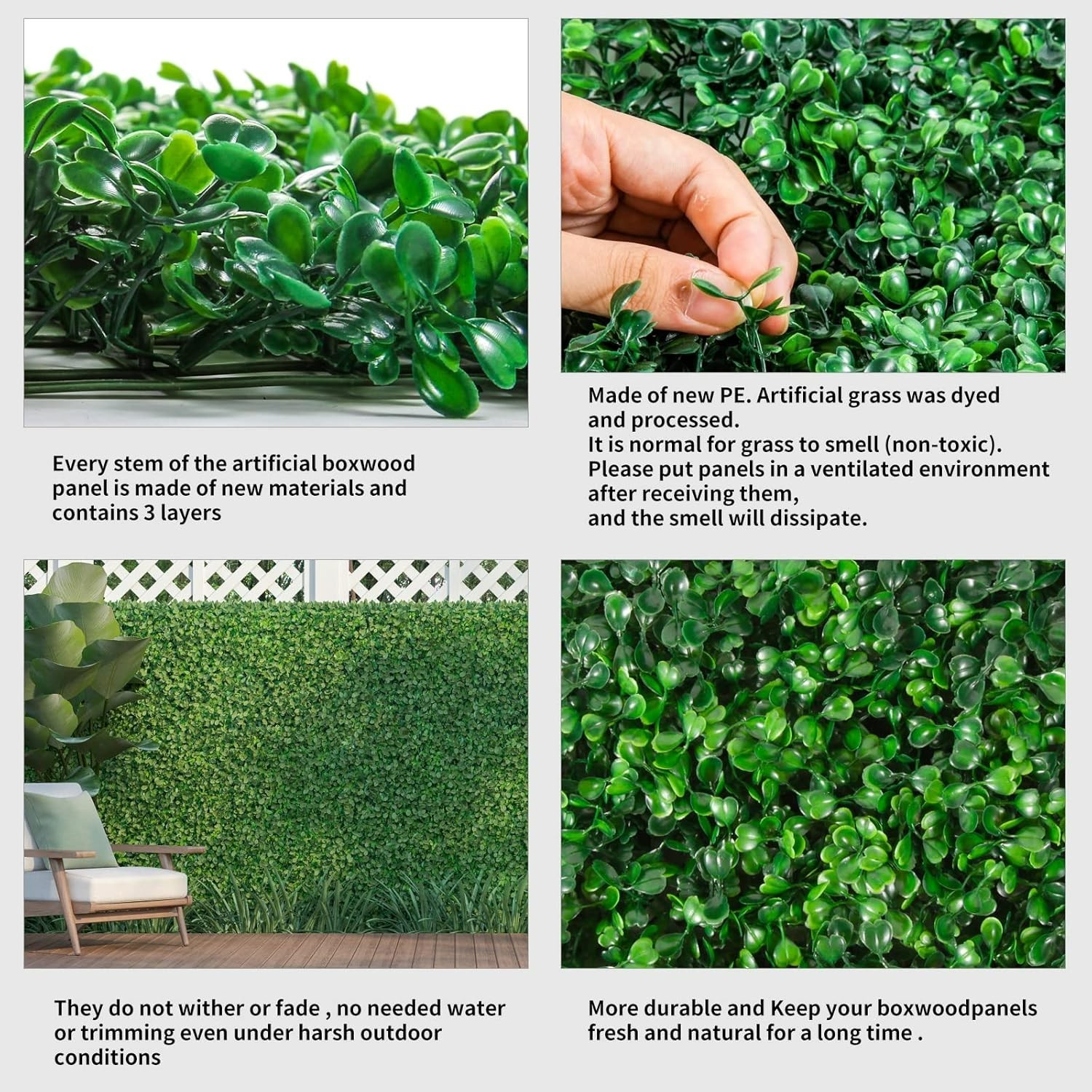 Versatile Artificial Boxwood Hedges – 12 Panels for Privacy & Aesthetic Appeal