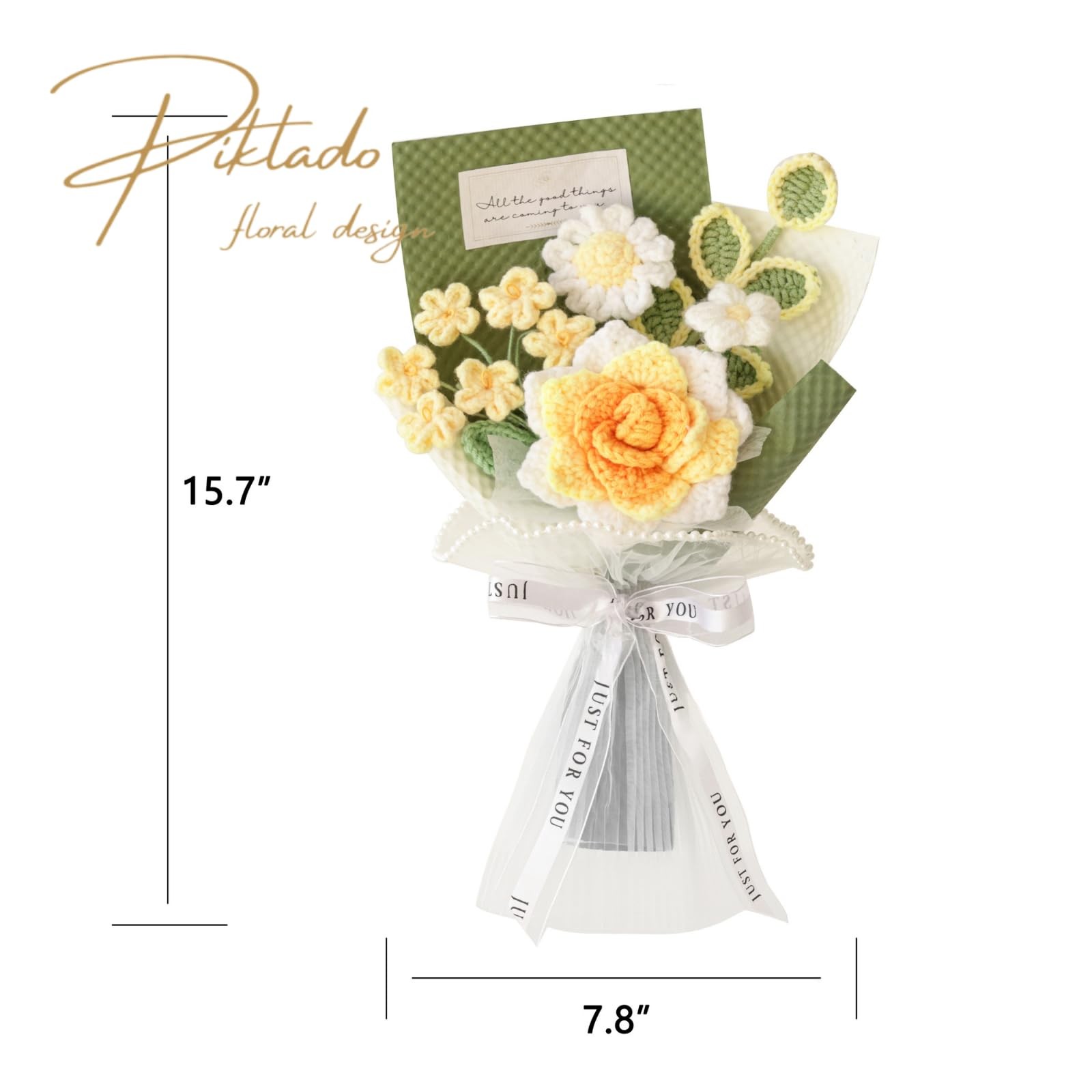 Hand-Woven Crochet Flower Bouquet (1 Piece, Yellow), Handmade Knitted Artific…