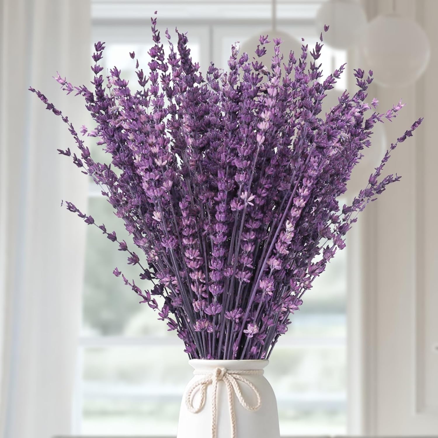 Elegant Dried Lavender Bouquet 15-17 Inches Preserved Purple Flowers for Home