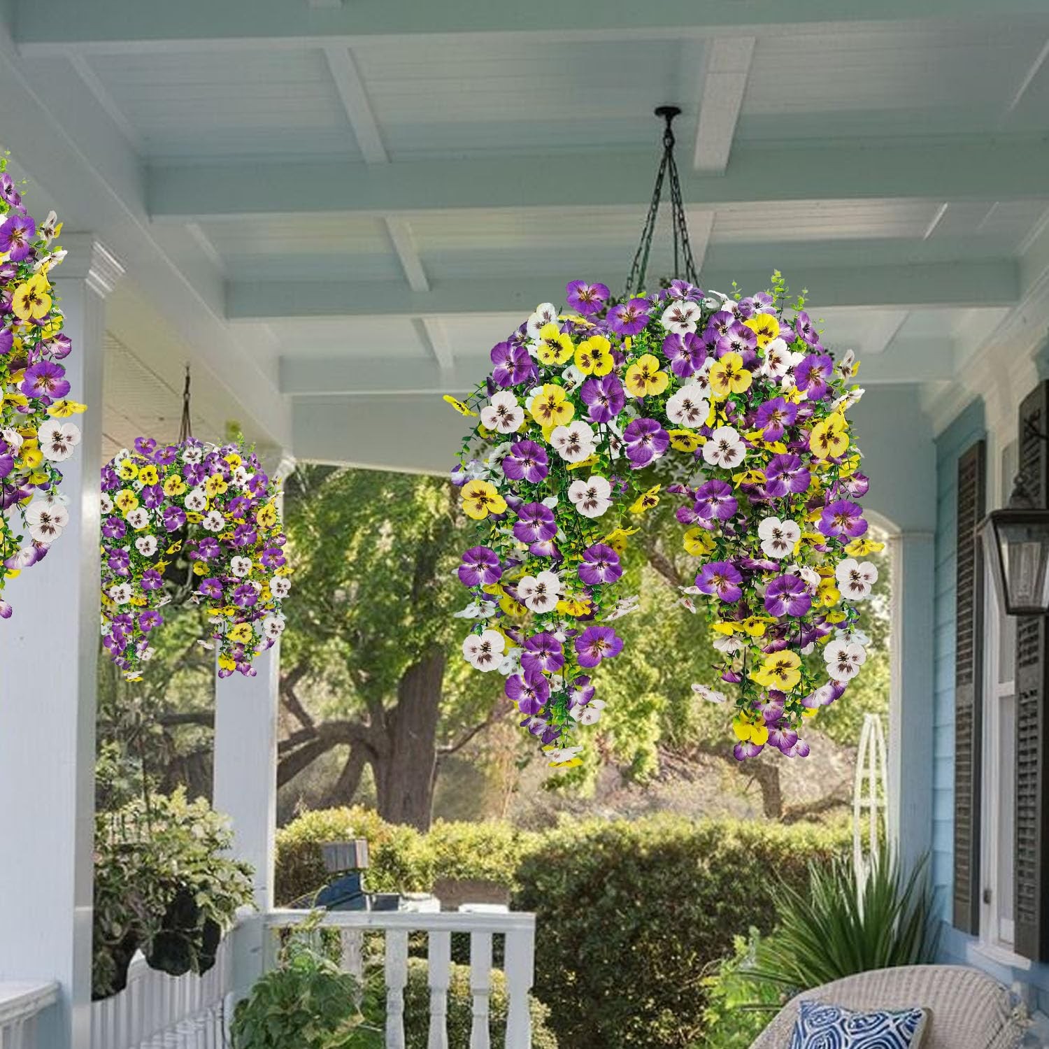 Artificial Fake Hanging Flowers Plants for Outdoor Spring Decoration, 4 Pack …
