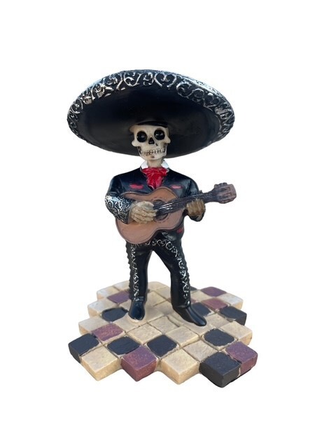 SKELETON SKULL BLACK MARIACHIS BAND STATUES FULL SET OF 7PC