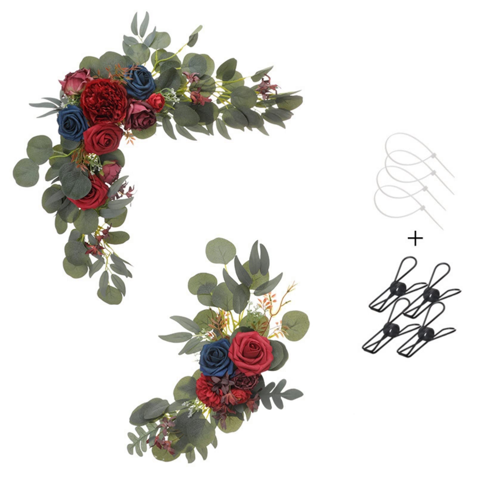 2 Pack Red Artificial Flower Swag Burgundy Navy Blue Wedding Arch Table Decor