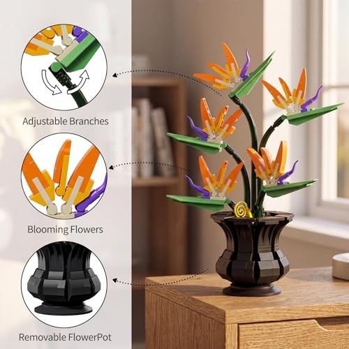 Bird of Paradise Building Set for Adults, Botanicals Flower Bouquet Building