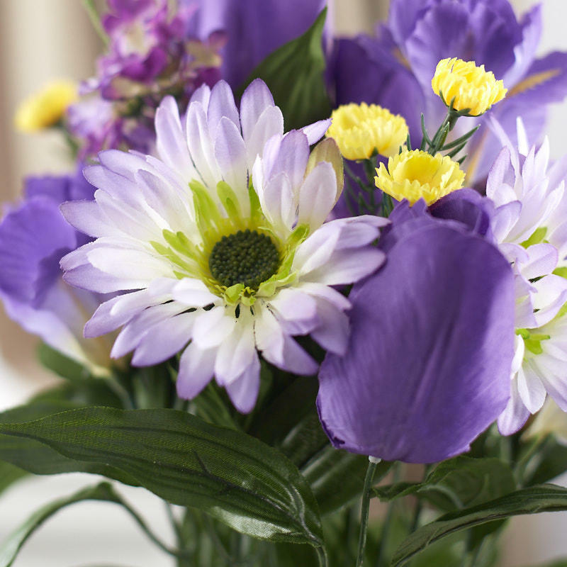 Purple and Lavender Artificial Tulip Iris Mix Bush
