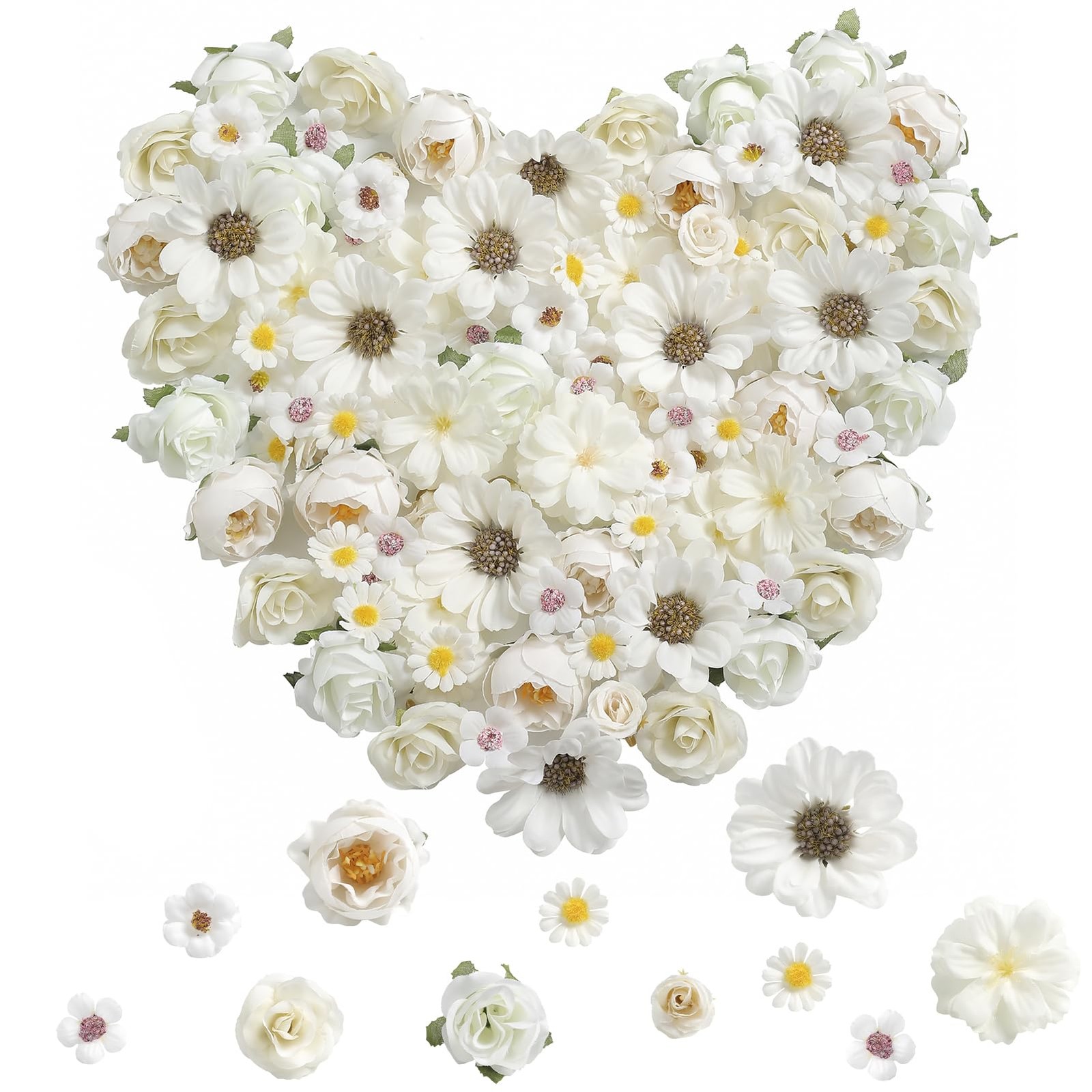 Mini Artificial Flower Heads Small Silk Daisy Peony DIY Wreath Graduation